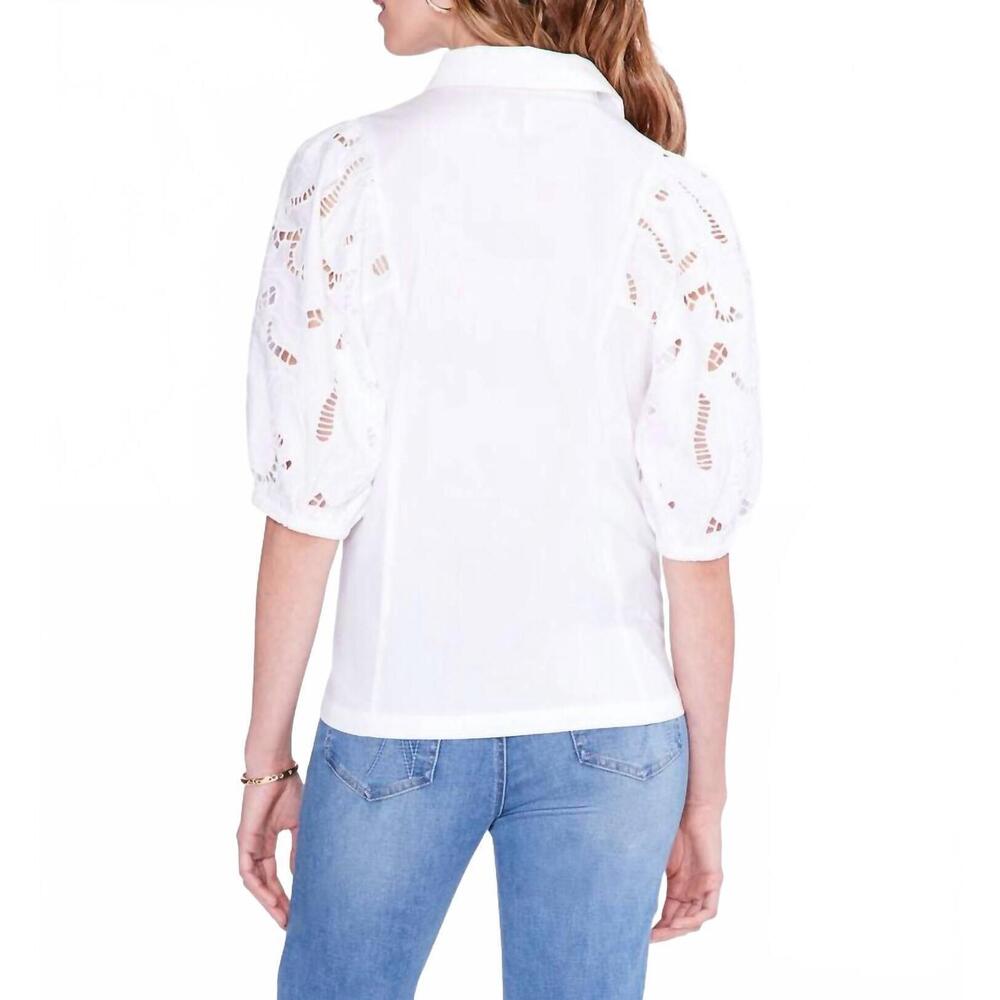 NEW NIC + ZOE evie eyelet sleeves top in paper white - Picture 3 of 5